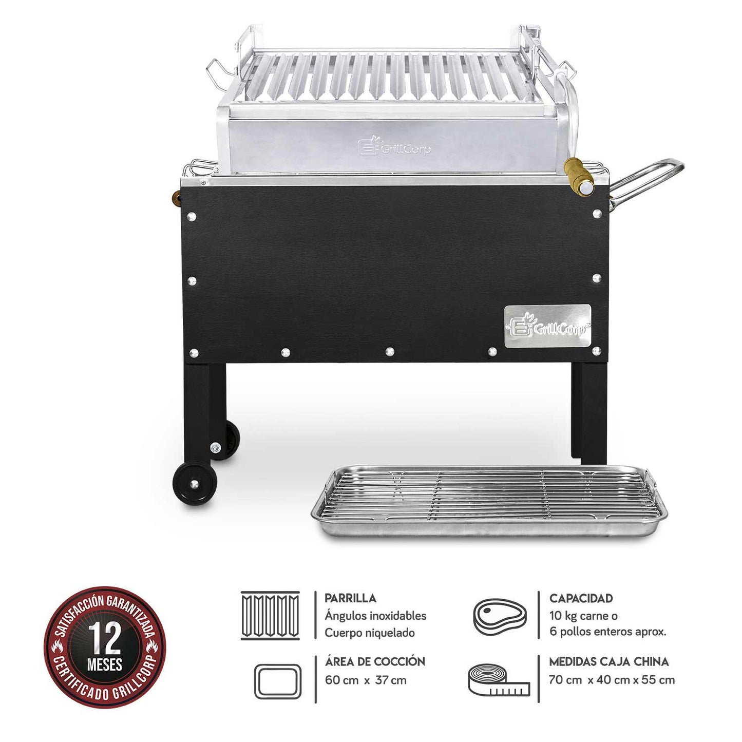 Caja China Mediana Black Inoxidable con Parrilla de Levante Mixta