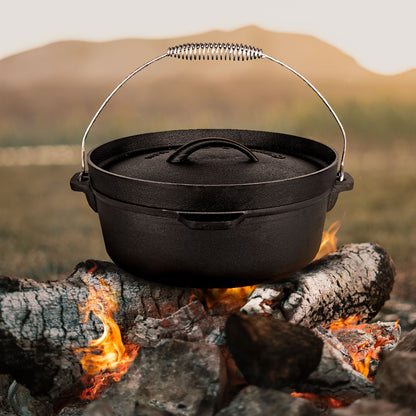 Olla de 6 QT de Hierro Fundido Grillcorp + Sartén N°25 de Hierro Fundido Esmaltado Grillcorp
