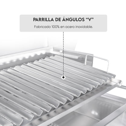 Parrilla Argentina con tapa Extra Grande Empotrable Inoxidable 100cm x 60cm | Grillcorp