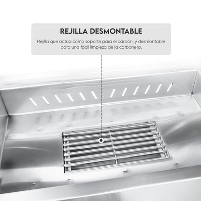 Parrilla Argentina con tapa Extra Grande Empotrable Inoxidable 100cm x 60cm | Grillcorp
