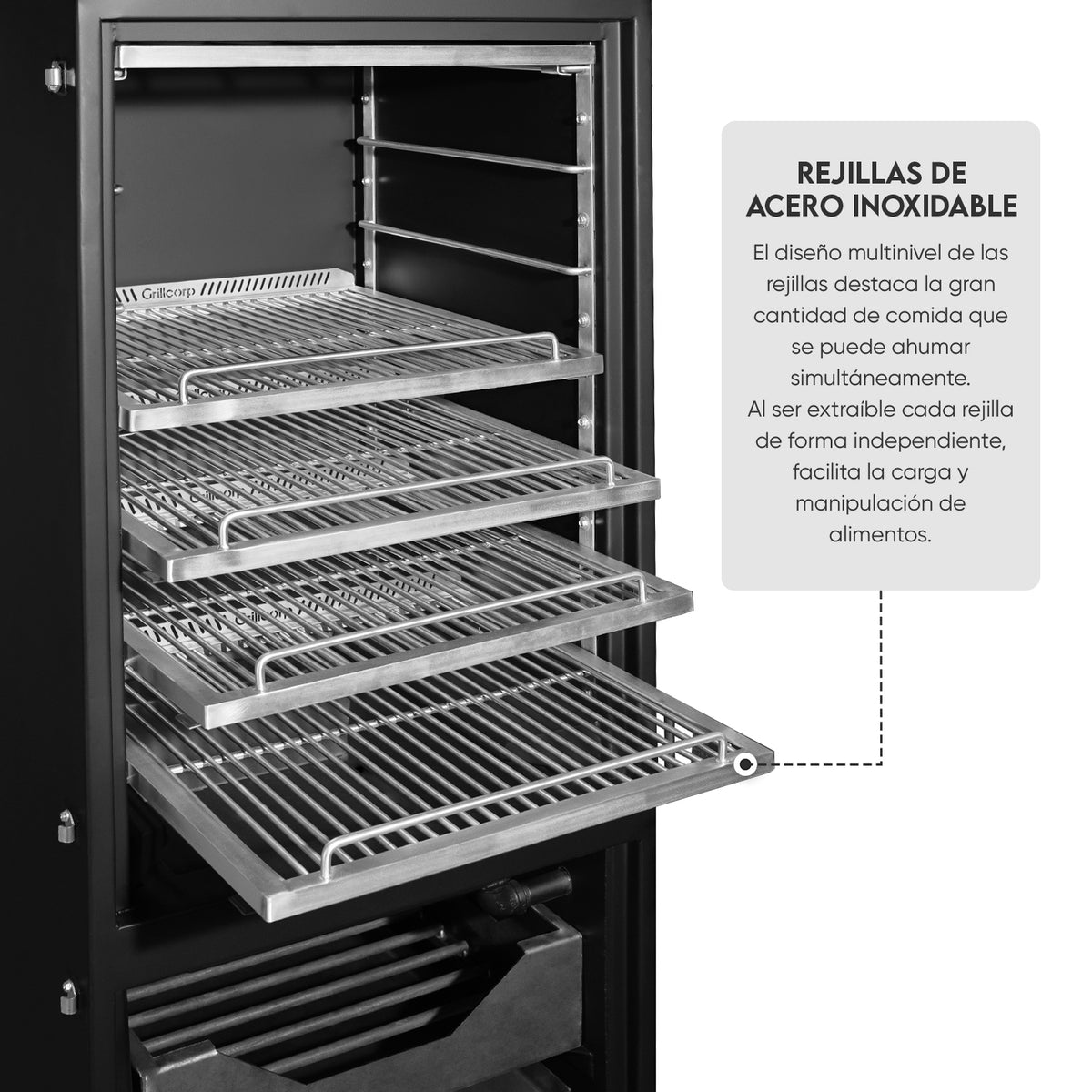 Ahumador Vertical Compensado H₂O Modelo x6 - Leña | Grillcorp
