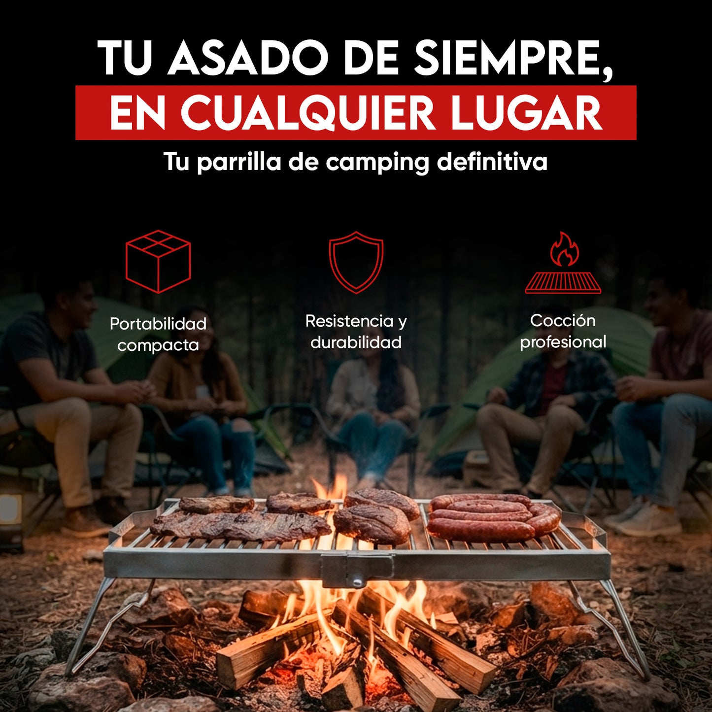 Parrilla Mediana de Camping Inoxidable | Grillcorp