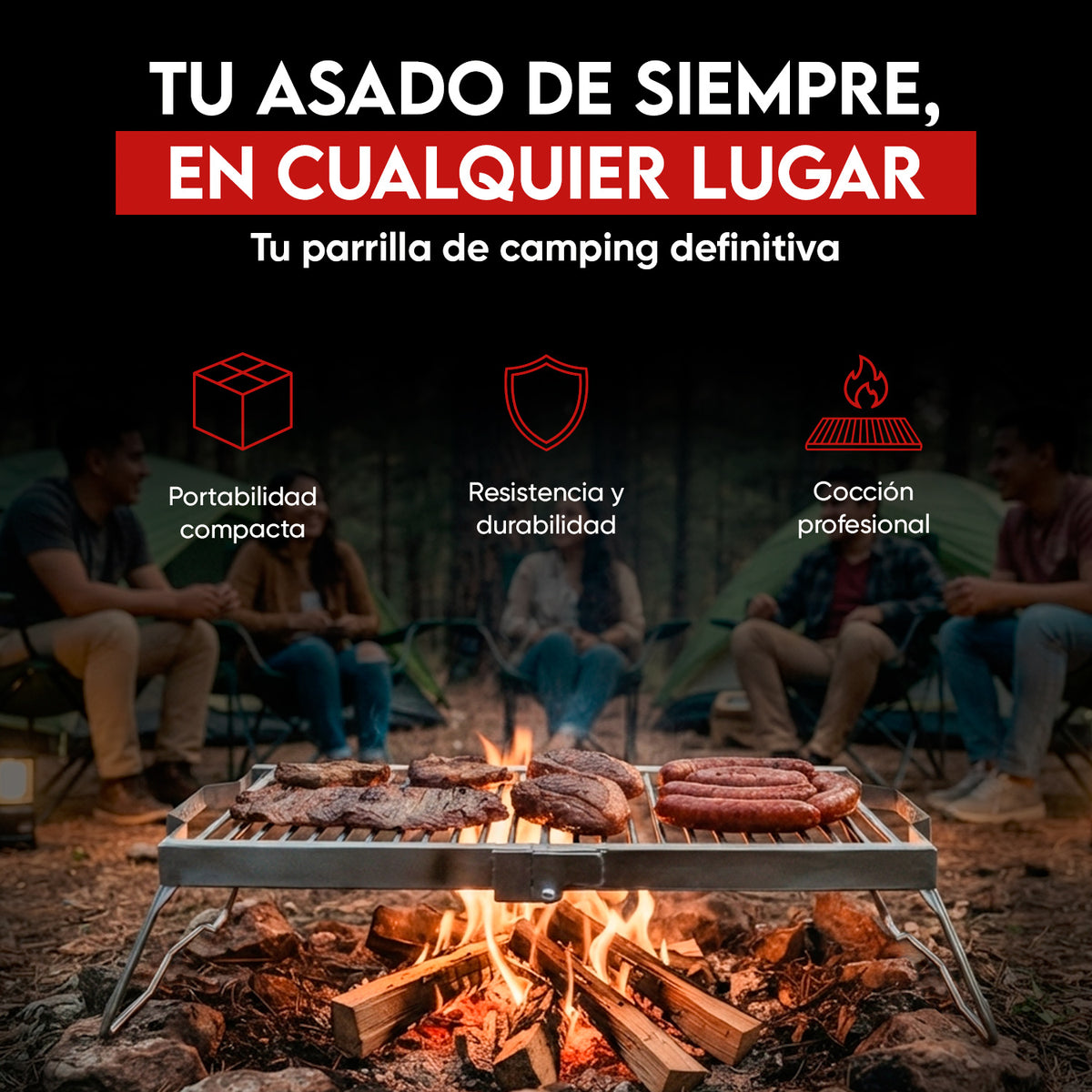 Parrilla Mediana de Camping Inoxidable 50 x 30 cm | Grillcorp