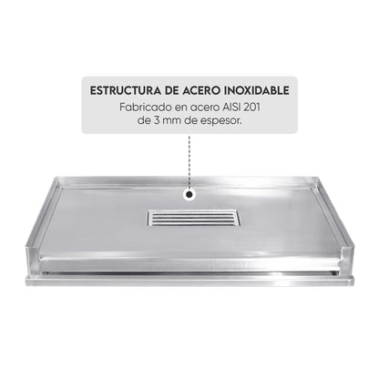 Parrilla Empotrable con sistema de levante Inoxidable Mediana 35cm x 59cm