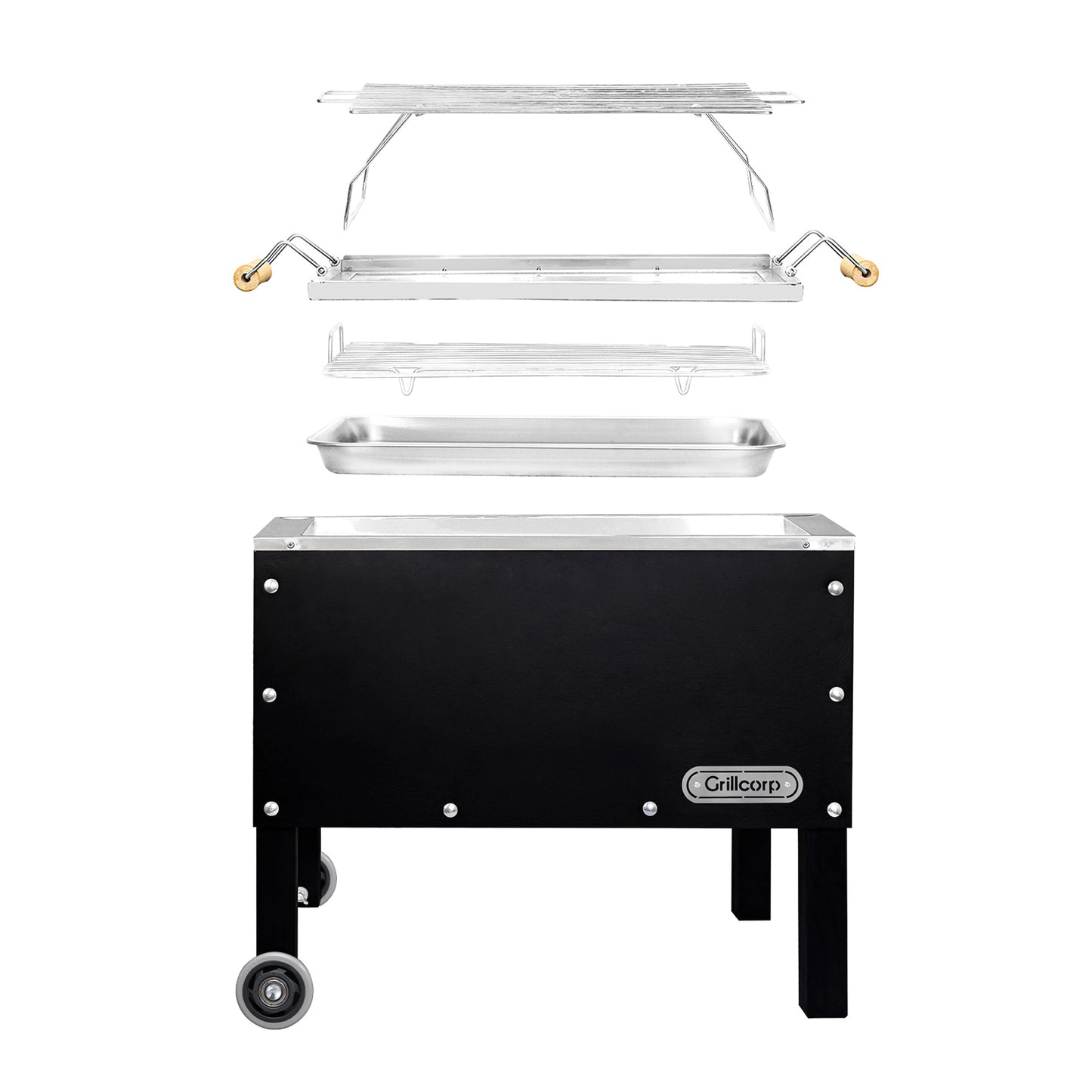 Caja china Junior Black Inoxidable con Parrilla de Varillas Inoxidables | Grillcorp