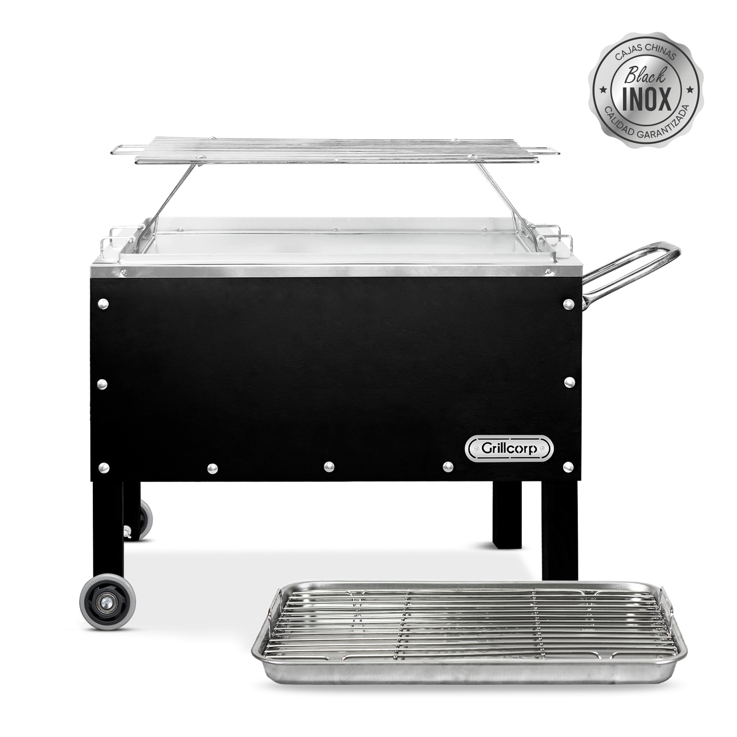 Caja China Mediana Black Inoxidable con Parrilla de Varillas Inoxidables | Grillcorp