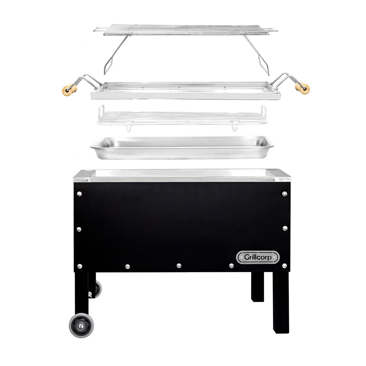 Caja China Mediana Black Inoxidable con Parrilla de Varillas Inoxidables | Grillcorp