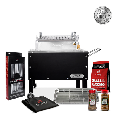 Caja china Junior Black Inoxidable con Levante Mixta + Accesorios Parrilleros | Grillcorp