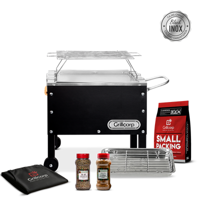Caja China Chica Black Inoxidable con parrilla de varillas Inoxidables + Accesorios Parrilleros | Grillcorp