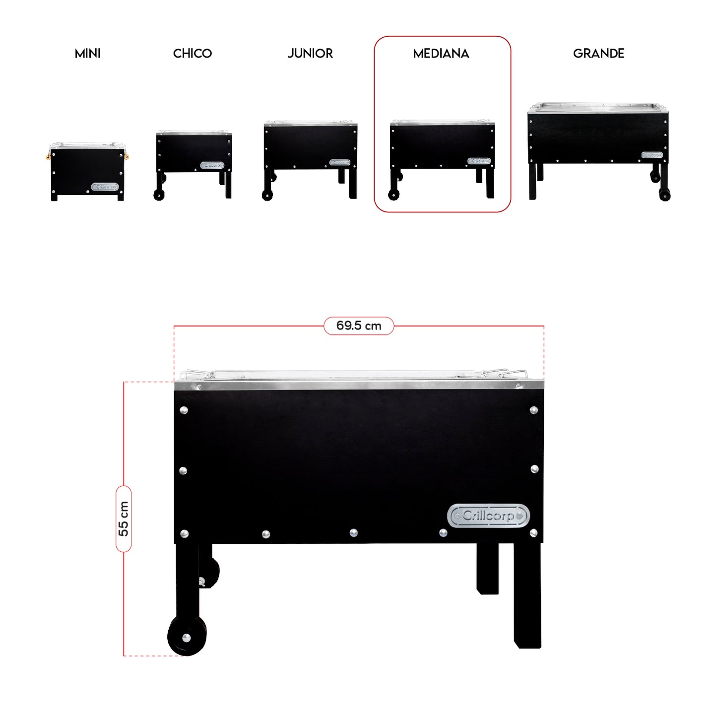 Caja China Mediana Black Inoxidable con Parrilla de Ángulos | Grillcorp