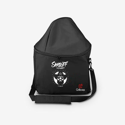 Parrilla Portátil Sheriff 14" + Cesta de Carbón + Carbón de 2Kg + Chunk de Olivo + Funda