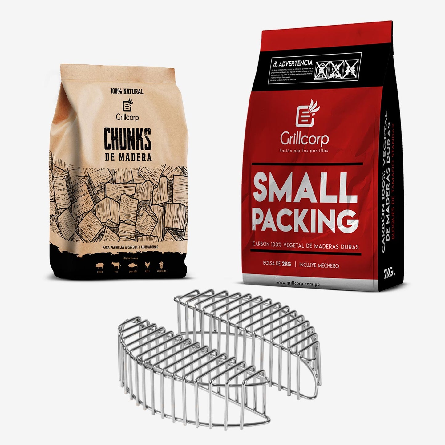 Parrilla Portátil Sheriff 14" + Cesta de Carbón + Carbón de 2Kg + Chunk de Olivo + Funda