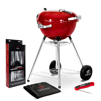 Parrilla Portátil Sheriff 18"+ Mandil básico parrillero + Set de utensilios Premium Inox + TP19