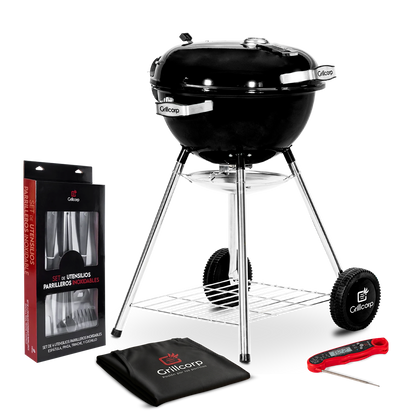 Parrilla Portátil Sheriff 18"+ Mandil básico parrillero + Set de utensilios Premium Inox + TP19