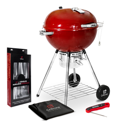 Parrilla Portátil Sheriff 22" + Mandil básico parrillero + Set de utensilios Premium Inox + TP19