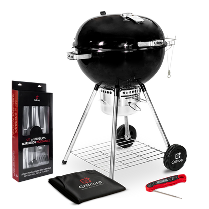 Parrilla Portátil Sheriff 22" + Mandil básico parrillero + Set de utensilios Premium Inox + TP19