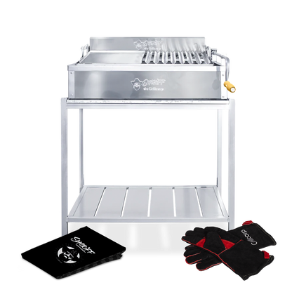 Parrilla Modelo STD de Metal Mediana + Funda + Guantes de Cuero | Grillcorp