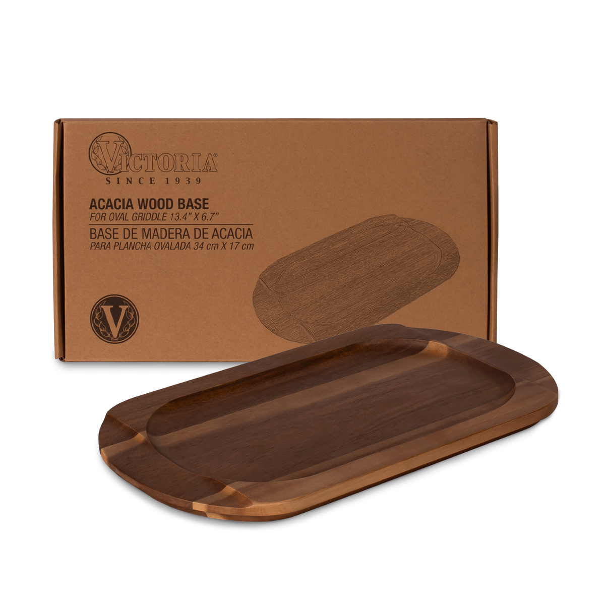 Base de Madera de Acacia Ovalada 37 x 21 cm | Victoria