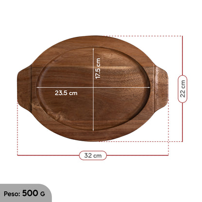 Base de Madera de Acacia para Bandeja Ovalada 29 x 19 cm | Victoria