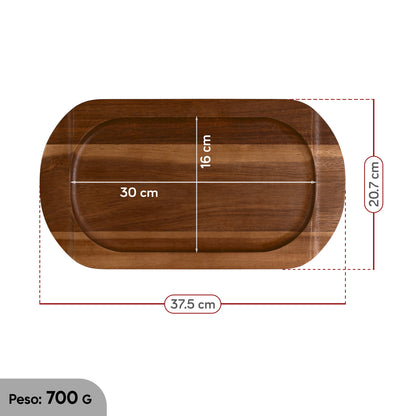 Base de Madera de Acacia Ovalada 37 x 21 cm | Victoria