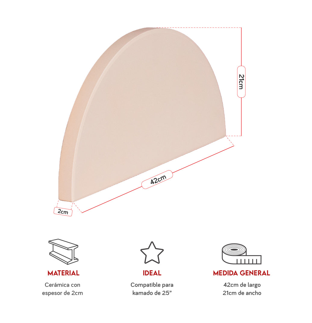 Deflactor de media luna para kamado