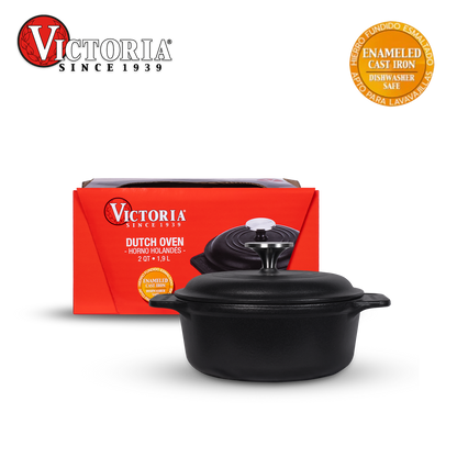 Horno Holandés de 2QT de Hierro Fundido Esmaltado - Victoria