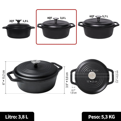 Horno Holandés de 4QT de Hierro Fundido Esmaltado - Victoria