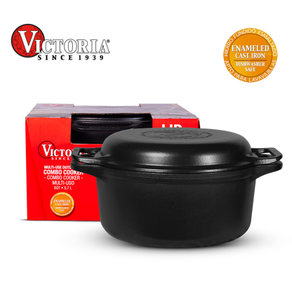 Olla Cooker Redondo Multiuso de Hierro Fundido Esmaltado Victoria 6qt (5.7L)