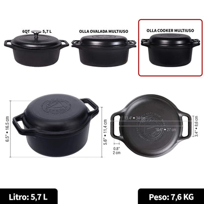 Olla Cooker Redondo Multiuso de Hierro Fundido Esmaltado Victoria 6qt (5.7L)