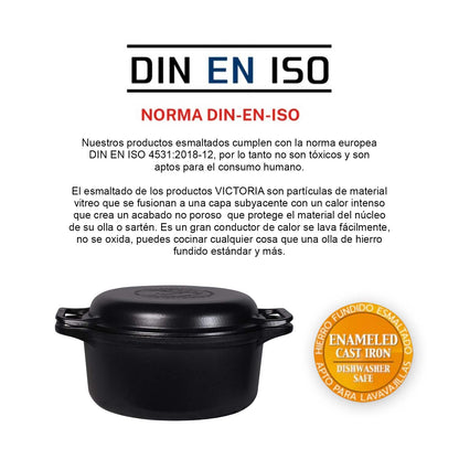 Olla Cooker Redondo Multiuso de Hierro Fundido Esmaltado Victoria 6qt (5.7L)