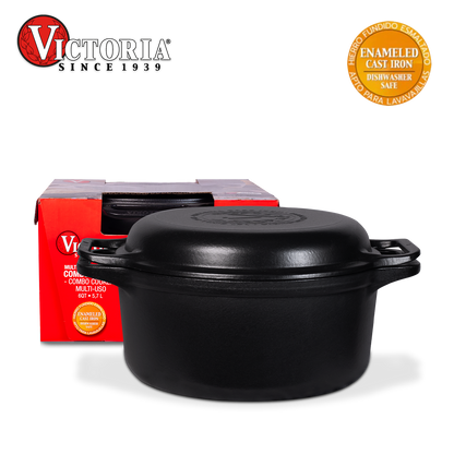 Olla Cooker Ovalada Multiuso de Hierro Fundido Esmaltado Victoria 6qt (5.7L)