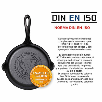 Juego de Sartén de N°20 y N°25 de Hierro Fundido Esmaltado - Victoria