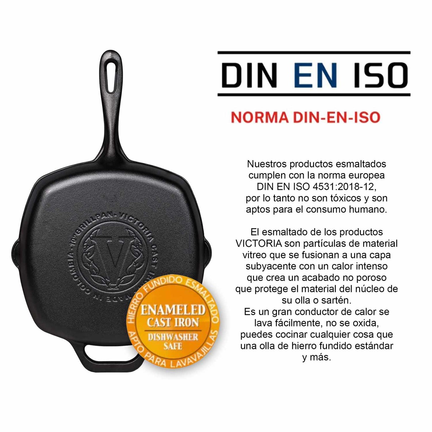 Sartén Grill Cuadrado N° 25 de Hierro Fundido - Victoria