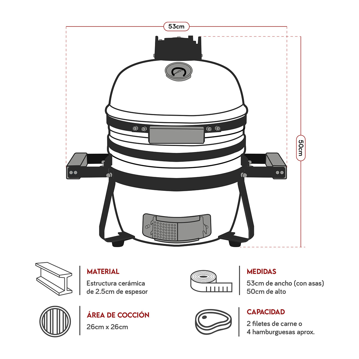 Kamado Clásico 13" Rojo | Grillcorp