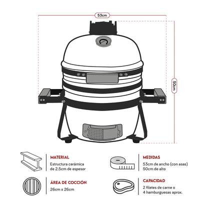 Kamado Clásico 13" Rojo | Grillcorp
