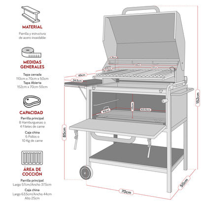 Parrilla Profesional 3 en 1 Inoxidable