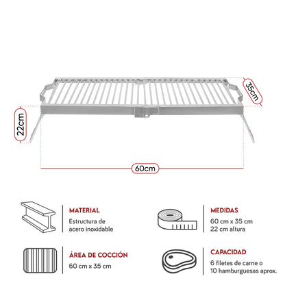Parrilla Mediana de Camping Inoxidable 50 x 30 cm | Grillcorp