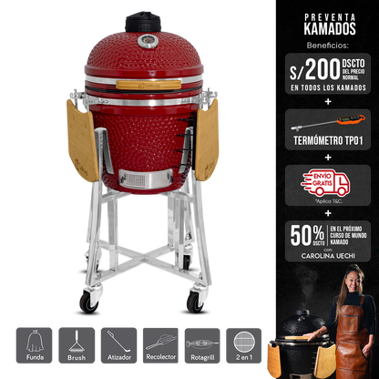 Kamado Clásico 18" + Divide and conquer 2 niveles + Rotagrill
