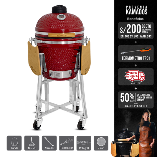 Kamado Clásico 18" + Divide and conquer 2 niveles + Rotagrill