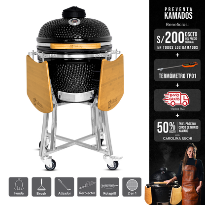 Kamado Clásico 20" + Rotagrill + Divide and conquer de 2 niveles