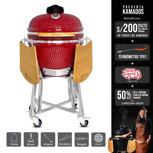 Kamado Clásico 20" + Rotagrill + Divide and conquer de 2 niveles