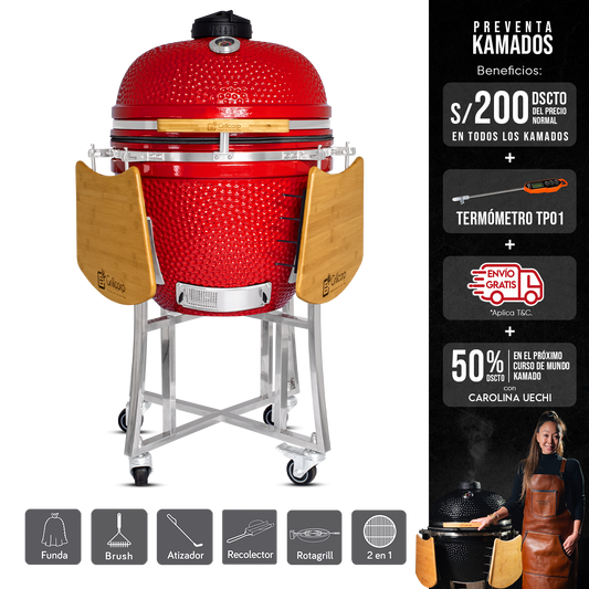 Kamado Clásico 23" + Divide and conquer 2 niveles + Rotagrill