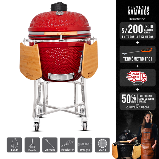 Kamado Clásico 25" + Rotagrill + Divide and conquer de 2 niveles