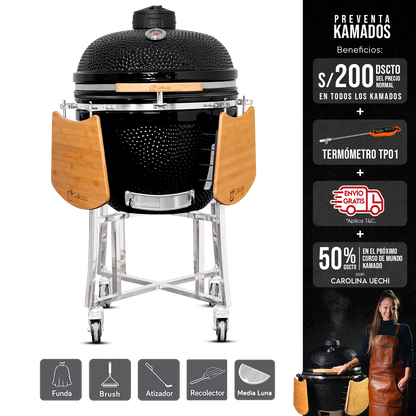 Kamado Clásico 25" con plancha media luna