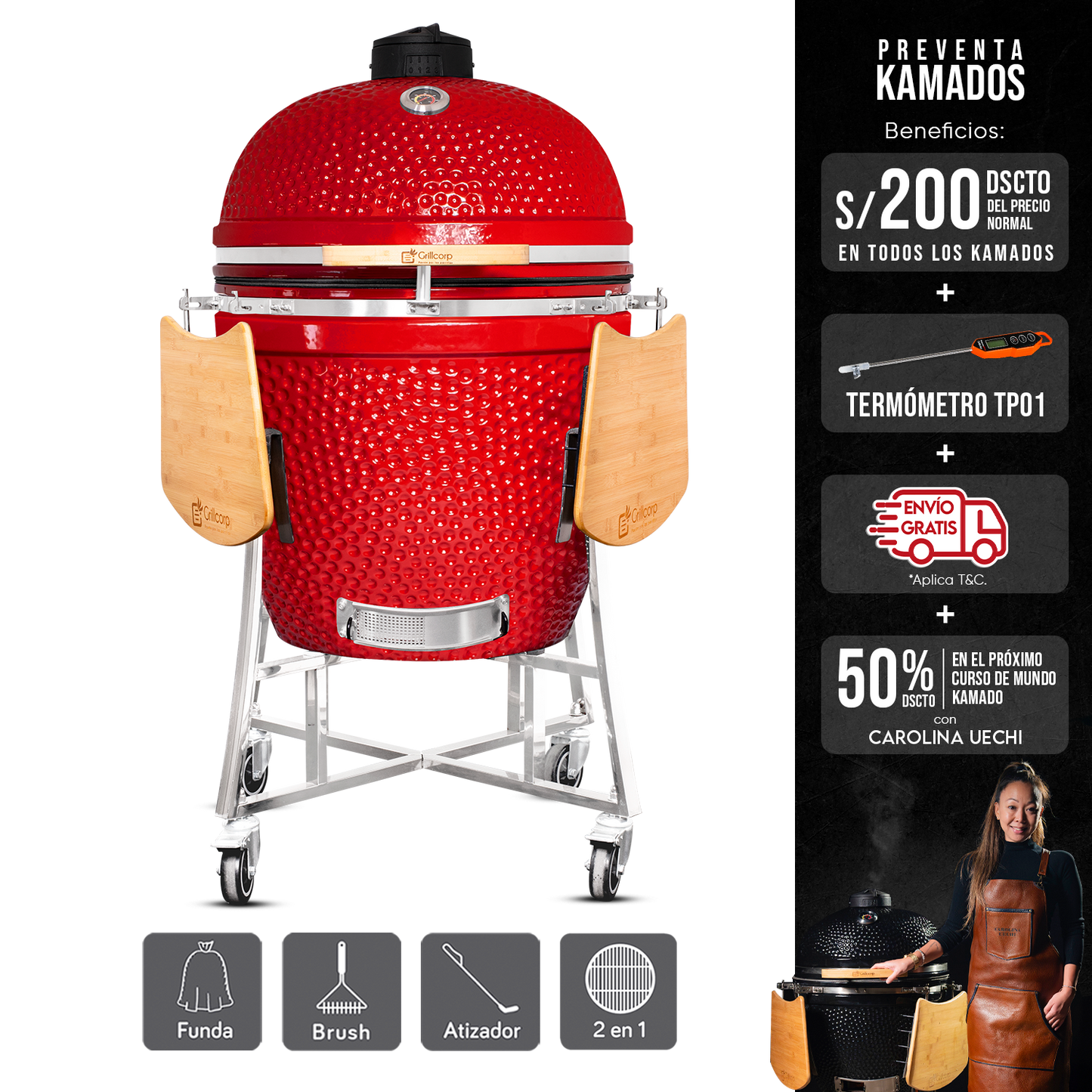 Kamado Clásico 27" + Divide and conquer 2 niveles
