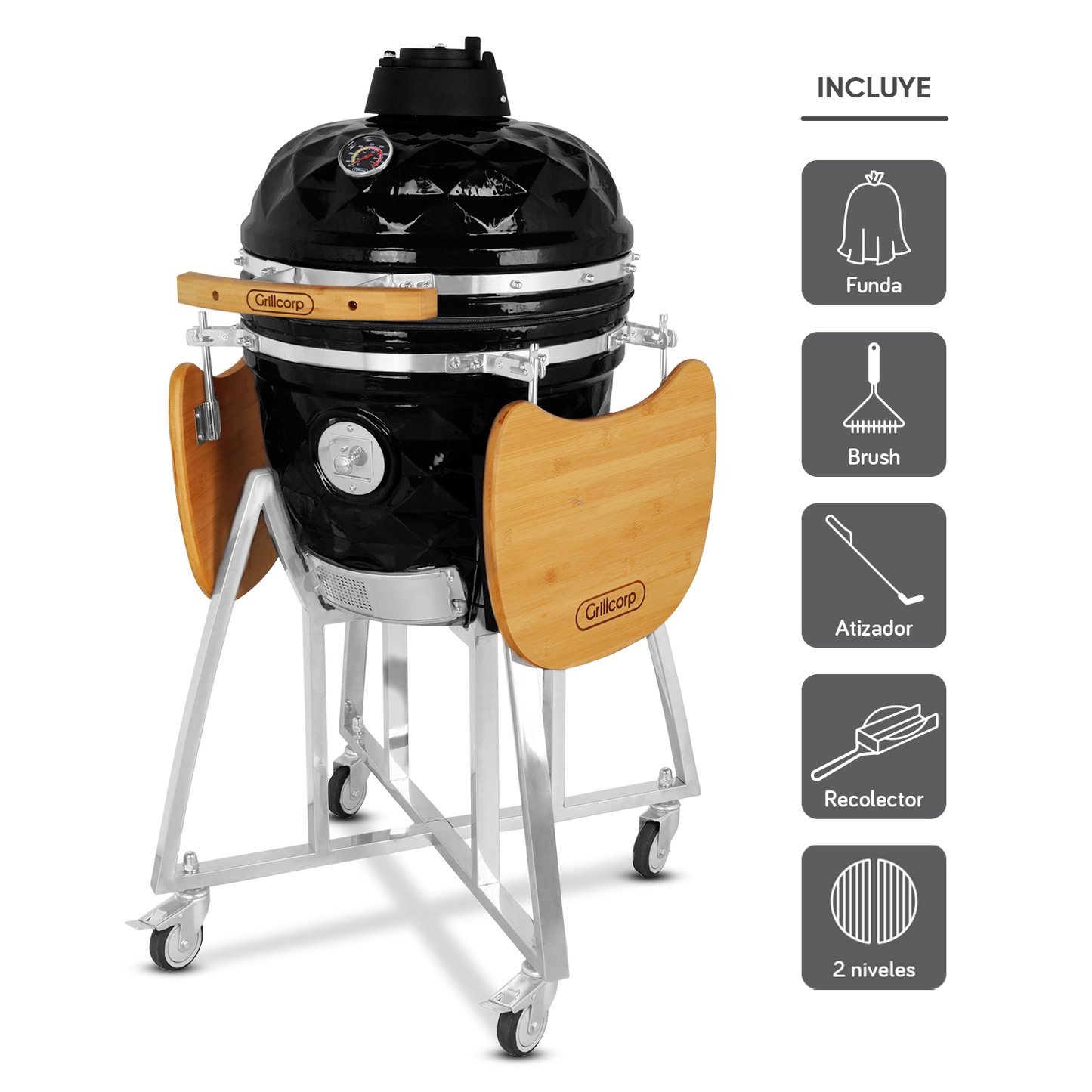 Kamado Diamante 18" con Divide and Conquer de 2 niveles | Grillcorp