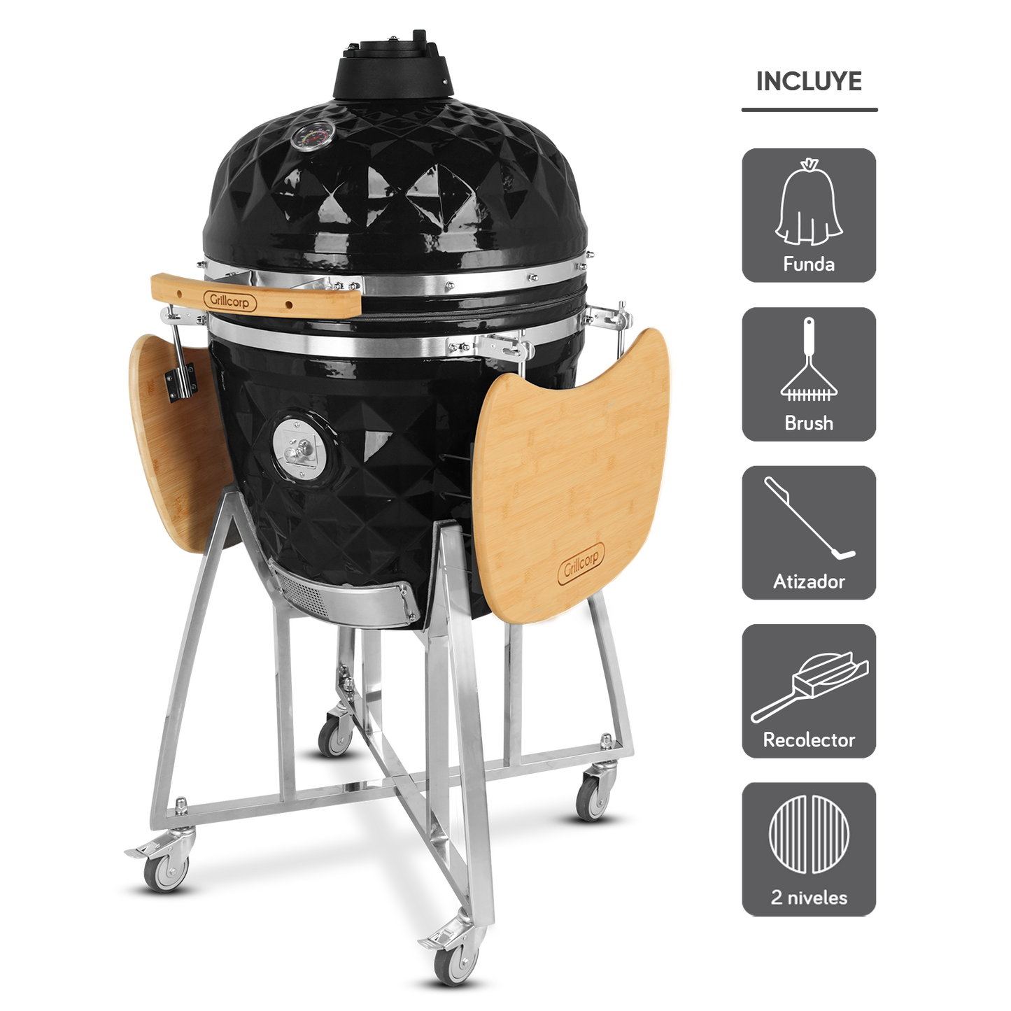 Kamado Diamante 21" + Divide and Conquer de 2 niveles | Grillcorp