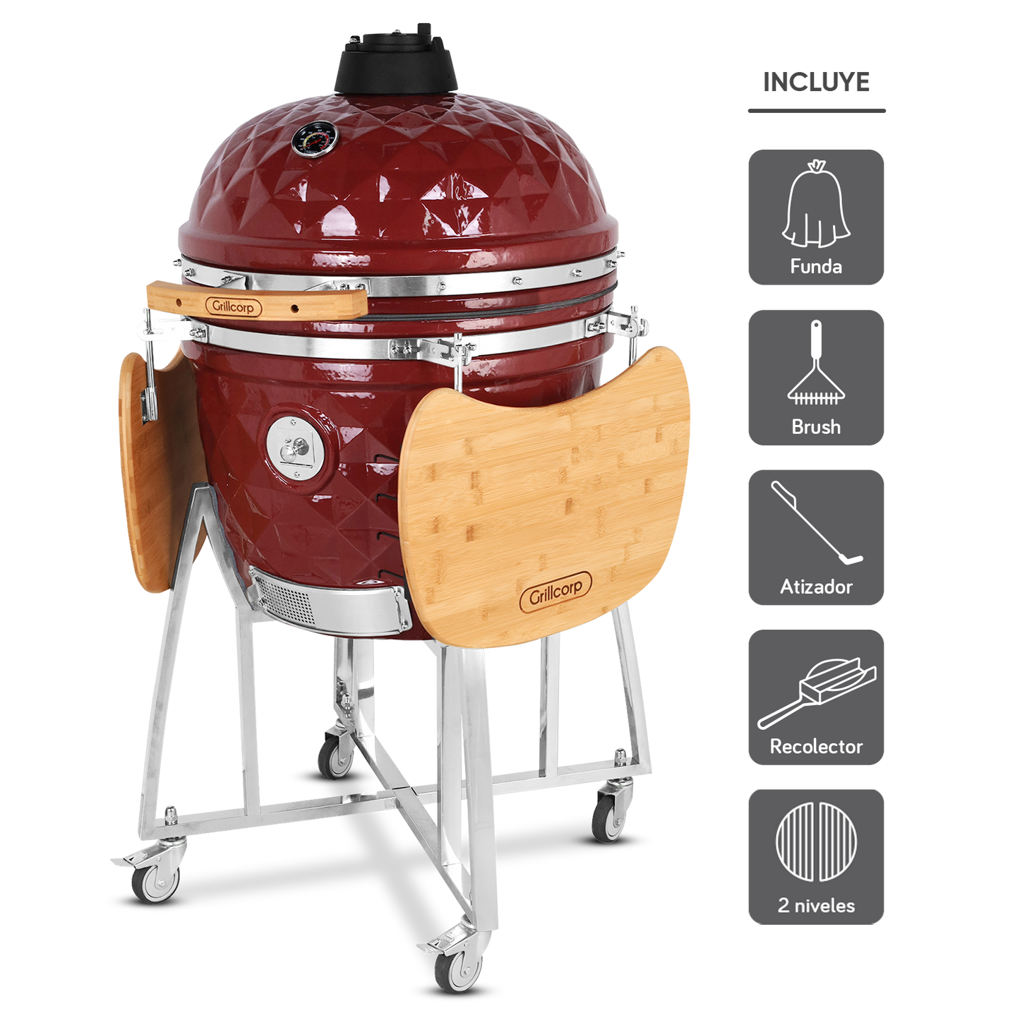 Kamado Diamante 23.5" con Divide and Conquer de 2 niveles | Grillcorp