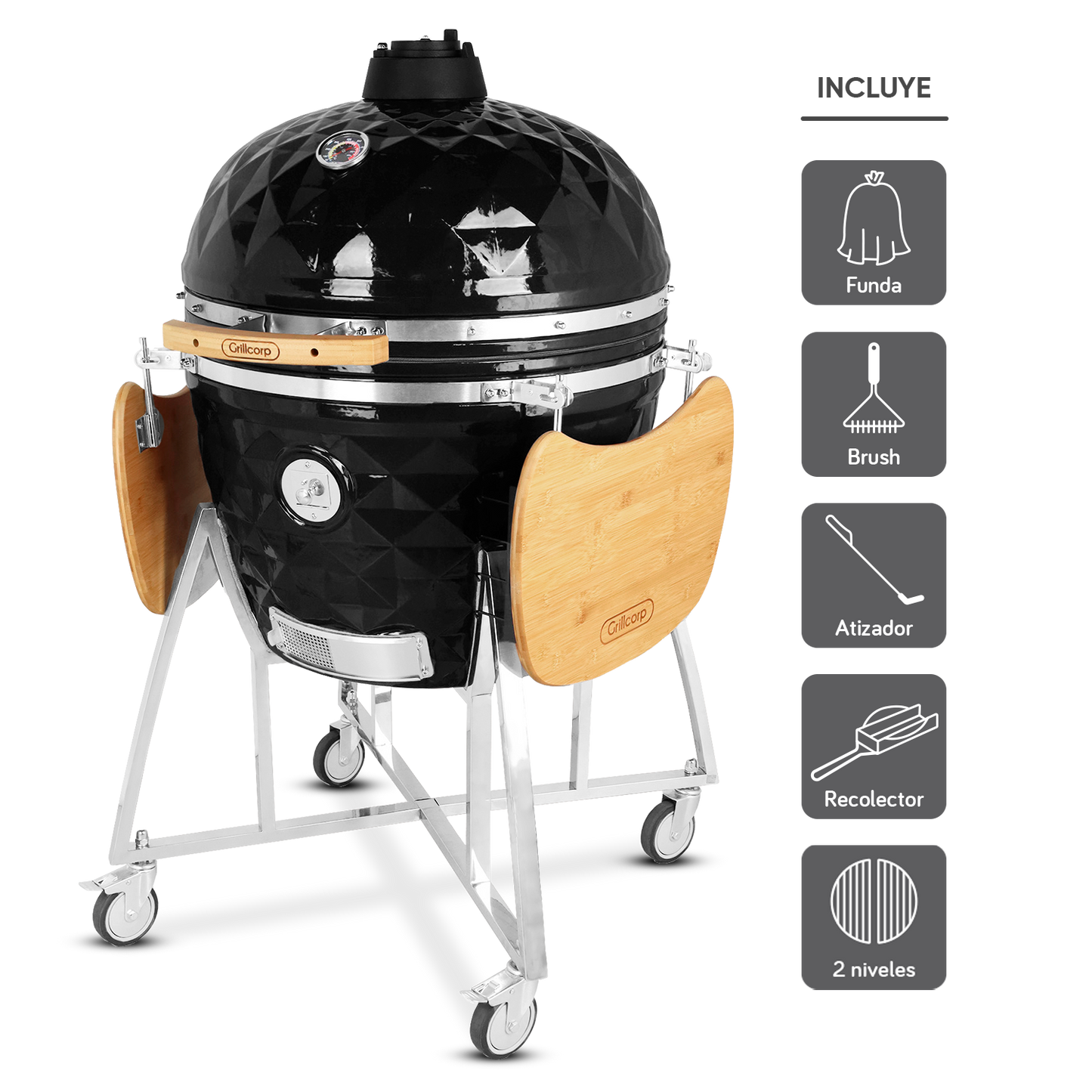Kamado Diamante 26" con Divide and Conquer de 2 niveles | Grillcorp