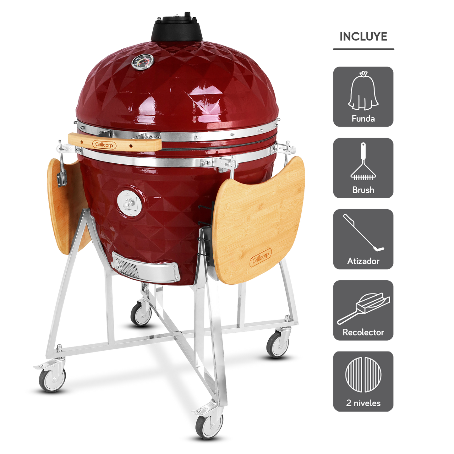 Kamado Diamante 26" con Divide and Conquer de 2 niveles | Grillcorp